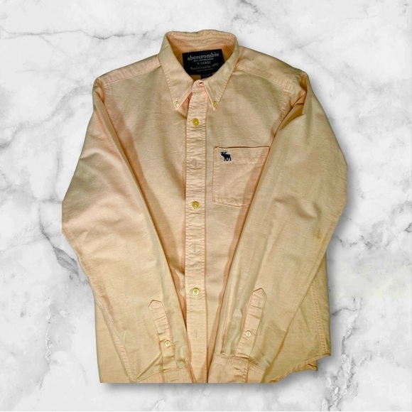 ABERCROMBIE & FITCH Button Shirt Sz Xl Long Sleeve Solid Pink - Picture 1 of 6